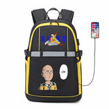One Punch Man USB Backpack Reflective Stripe Zipper Student Bookbag