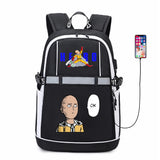 One Punch Man USB Backpack Reflective Stripe Zipper Student Bookbag