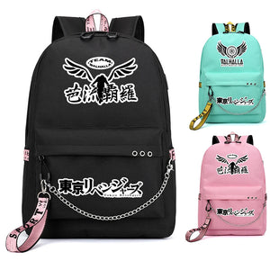 Anime Printing Backpack USB Charging Men Women Waterproof School Bag