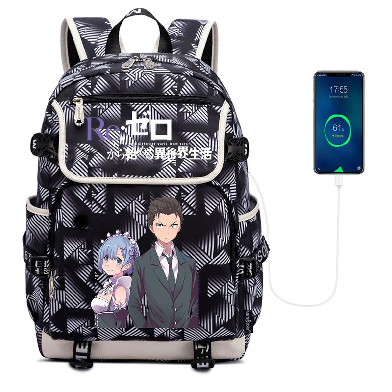 Re:Life In A Different World From Zero Canvas School Bag Backpack