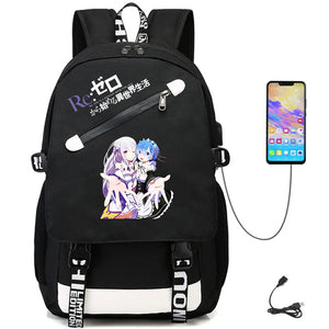 Re:Life In A Different World From Zero USB Unisex Packsack Bag