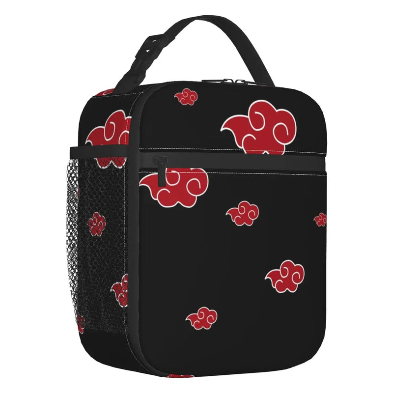 Anime Red Cloud Insulated Lunch Tote Bag for Women Konoha Akatsuki Neji
