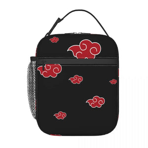 Anime Red Cloud Insulated Lunch Tote Bag for Women Konoha Akatsuki Neji
