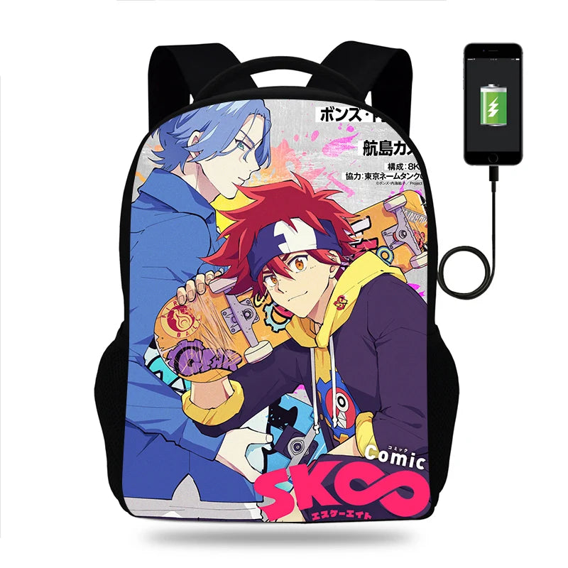 SK8 The Infinity Backpack Boy Girl School Bag USB Charging Teenager Travel