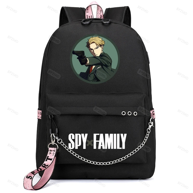 Anime SPY x FAMILY Backpack for School Girls Student Rucksack Usb Charging