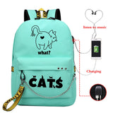 Anime School Backpack Bookbag Cat Cartoon Backpack Rucksack Women Shoulder Bags