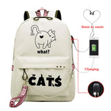 Anime School Backpack Bookbag Cat Cartoon Backpack Rucksack Women Shoulder Bags