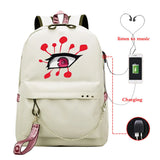 Demon Slayer Uzui Eyes Student Backpack USB Port Girls School Bag