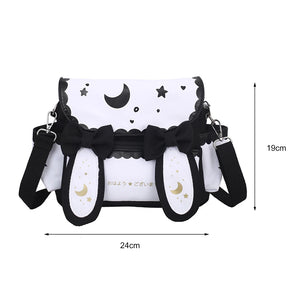 Anime Shoulder Bag Nylon Moon Star Printed Sweet Bow Tie Handle Bags