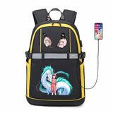 Spirited Away Cartoon USB Backpack Reflective Stripe Teenger Bookbag