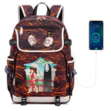 Spirited Away Casual Pack Travel Laptop Backpack USB Charging Student Schoolbag