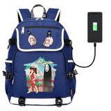Spirited Away Casual Pack Travel Laptop Backpack USB Charging Student Schoolbag