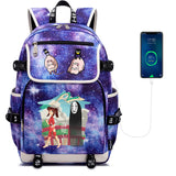 Spirited Away Casual Pack Travel Laptop Backpack USB Charging Student Schoolbag