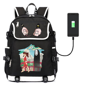 Spirited Away Casual Pack Travel Laptop Backpack USB Charging Student Schoolbag