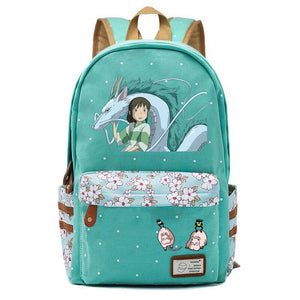 Anime Spirited Away Print Backpack Schoolbag Canvas Packsack