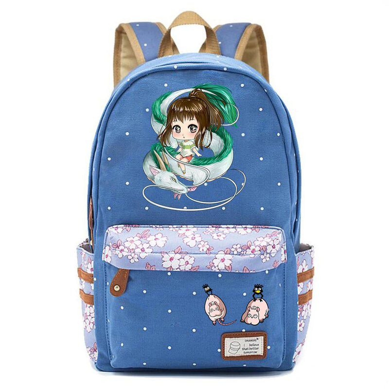 Anime Spirited Away Print Backpack Schoolbag Canvas Packsack