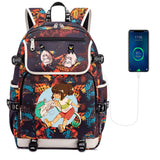Anime Spirited Away Print Backpack USB Charging Knapsack