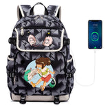 Anime Spirited Away Print Backpack USB Charging Knapsack