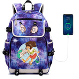 Anime Spirited Away Print Backpack USB Charging Knapsack