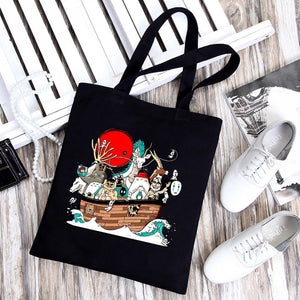 Anime Totoro Shopping Bag Graphic Tote Harajuku Shopper Bag Women Canvas