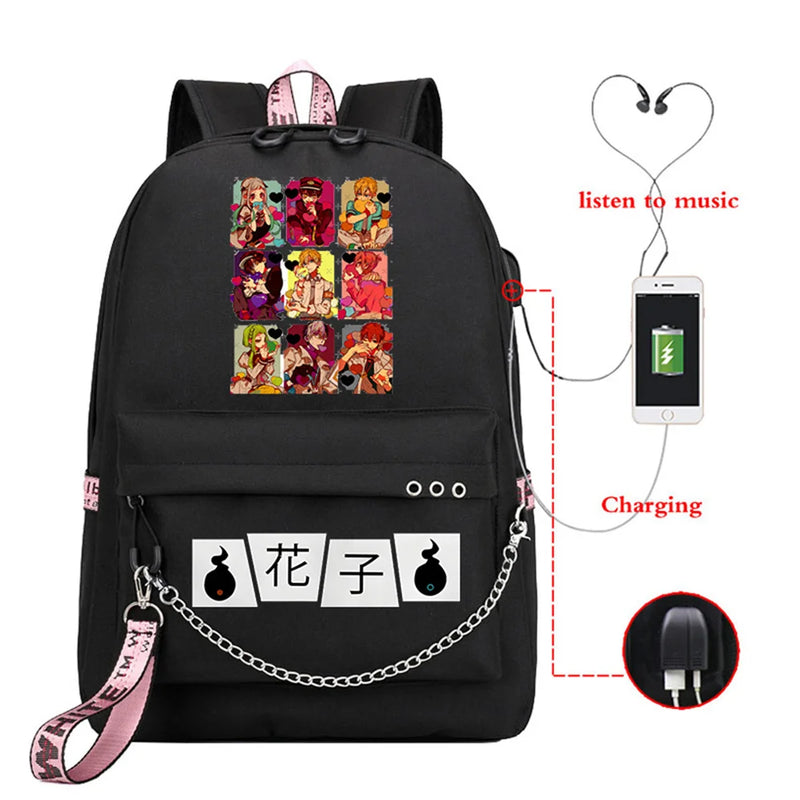 Anime Toilet-Bound Hanako School Backpack USB Manga School Bags