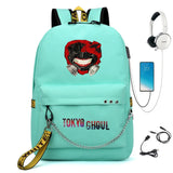 Tokyo Ghoul Nylon Backpack USB Charge Schoolbag Student Teenager Knapsack