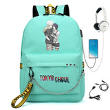 Tokyo Ghoul Nylon Backpack USB Charge Schoolbag Student Teenager Knapsack