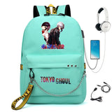 Tokyo Ghoul Nylon Backpack USB Charge Schoolbag Student Teenager Knapsack