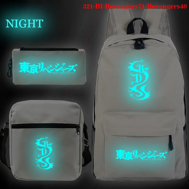 Anime Tokyo Revengers Children Schoolbag Luminous Cartoon Print Backpack