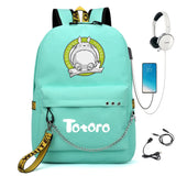 Anime Totoro Nylon Backpack Casual USB Charge Schoolbag Packsack