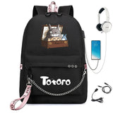 Anime Totoro Nylon Backpack Schoolbag USB Charge Teenger Travel Laptop Bag