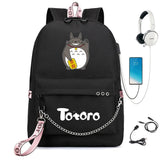 Anime Totoro Nylon Backpack Schoolbag USB Charge Teenger Travel Laptop Bag