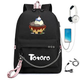 Anime Totoro Nylon Backpack Schoolbag USB Charge Teenger Travel Laptop Bag