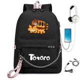 Anime Totoro Nylon Backpack Schoolbag USB Charge Teenger Travel Laptop Bag