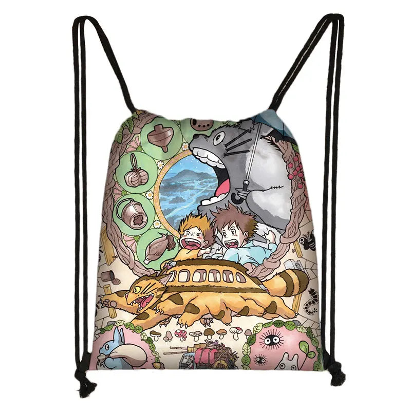 Anime Totoro / Ponyo Drawstring Bag Teenager Boys Girls Storage Bag