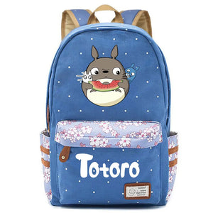 Anime Totoro Print Backpack Student Schoolbag Canvas Packsack Casual Travel Bag