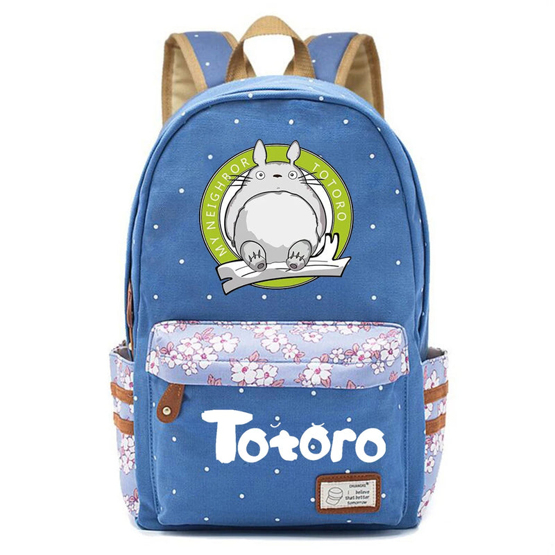 Anime Totoro Print Backpack Student Schoolbag Canvas Packsack Casual Travel Bag