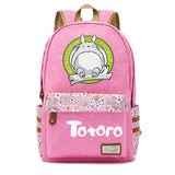 Anime Totoro Zipper Backpack Student Cartoon Schoolbag Canvas Pink