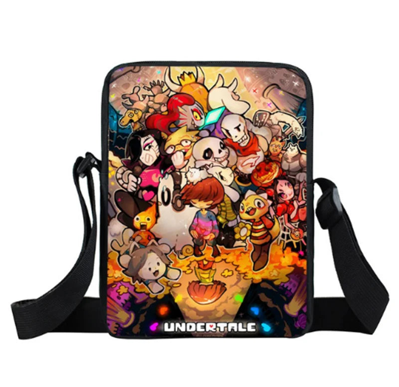 Anime Undertale Mini Messenger Bag for Kids School Snacks Travel Mochila