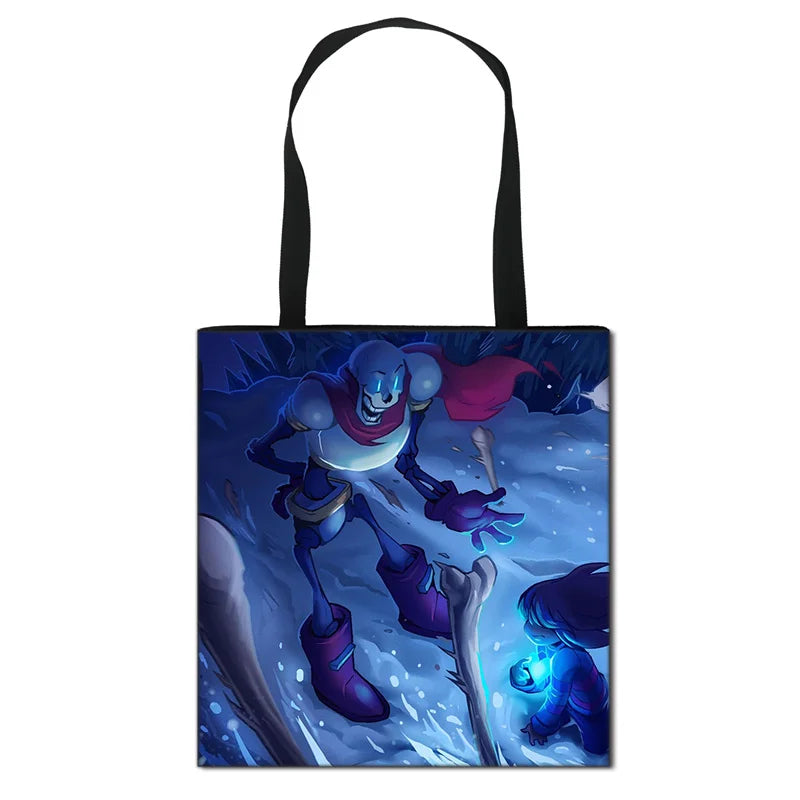 Anime Undertale Portable Crossbody Bag Large Capacity Foldable Shopping Bag