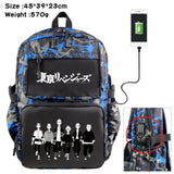 Tokyo Revengers Cartoon Backpack Nylon Casual USB Schoolbag