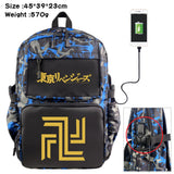 Tokyo Revengers Cartoon Backpack Nylon Casual USB Schoolbag