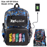 Tokyo Revengers Cartoon Backpack Nylon Casual USB Schoolbag