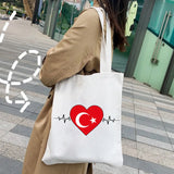 Ankara Cappadovia Istanbul Turkey Map Flag Heart Women Canvas Shoulder Bag