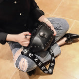 Unisex Waist Bag Pu Leather Fanny Packs Punk Style Rivet Chest Bag