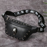 Unisex Waist Bag Pu Leather Fanny Packs Punk Style Rivet Chest Bag