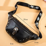 Unisex Waist Bag Pu Leather Fanny Packs Punk Style Rivet Chest Bag