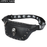 Unisex Waist Bag Pu Leather Fanny Packs Punk Style Rivet Chest Bag