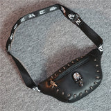 Unisex Waist Bag Pu Leather Fanny Packs Punk Style Rivet Chest Bag