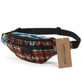 Annmouler Bohemian Style Women Waist Bag Double Zipper Belt Pouch